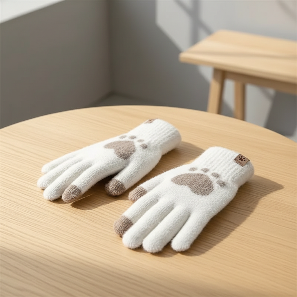 Dog Paw Pattern Gloves