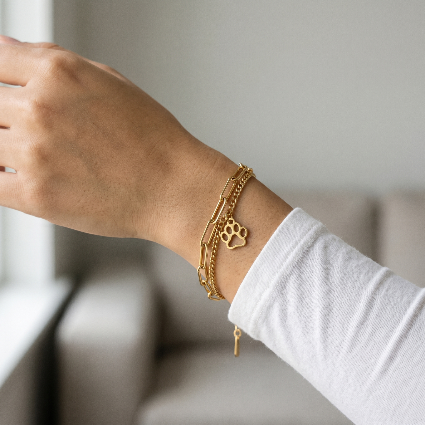 Double Chain Charm Bracelet