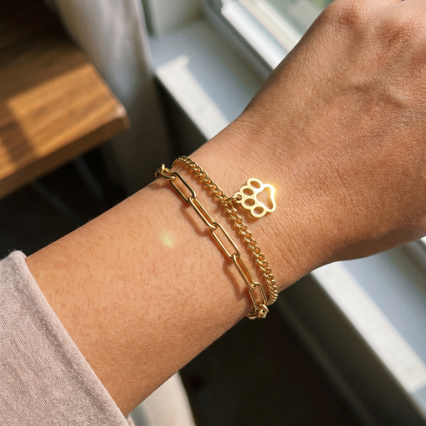 Double Chain Charm Bracelet